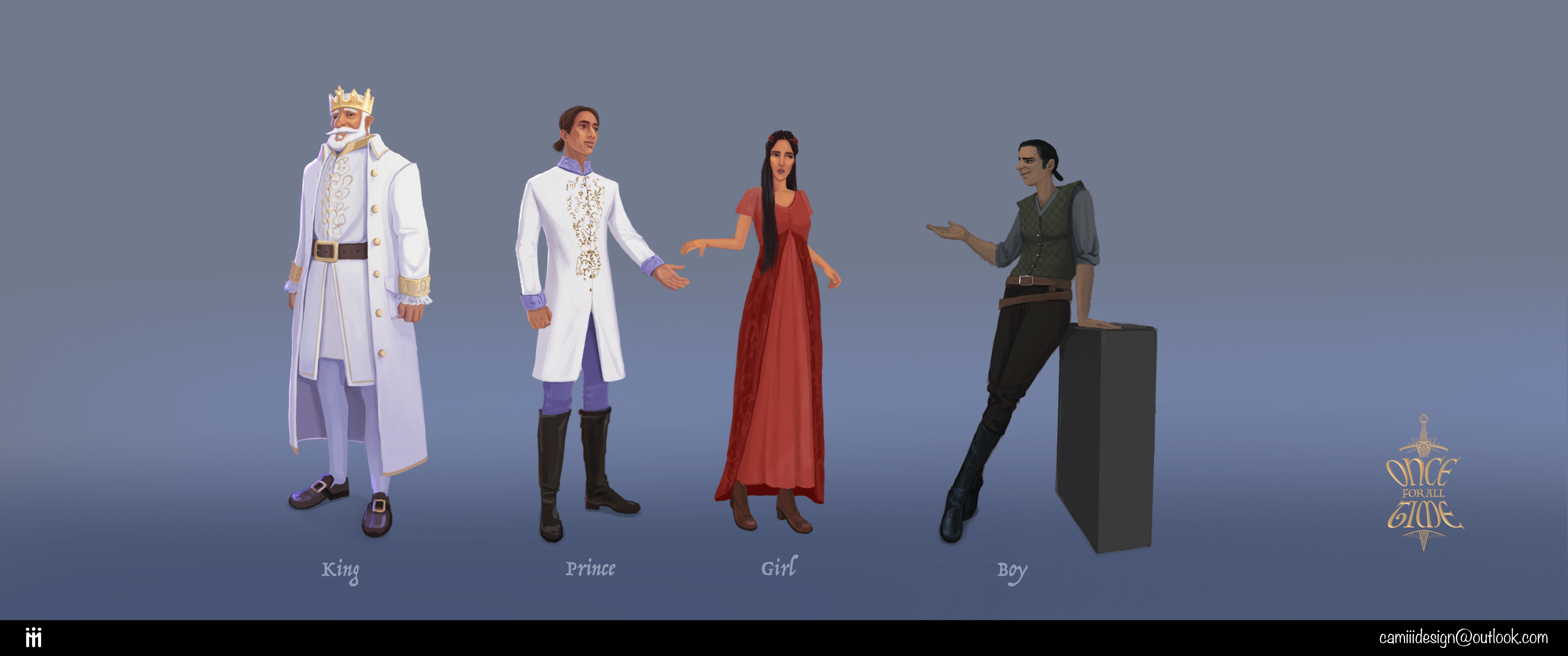 Illustration of the main characters in Once for all time.